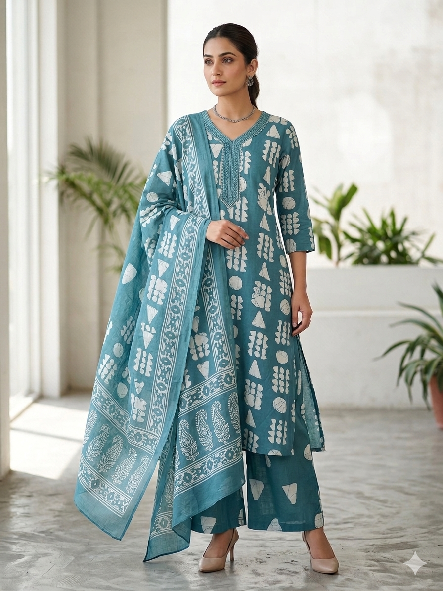 Noor-E-Block Print Kurta Set